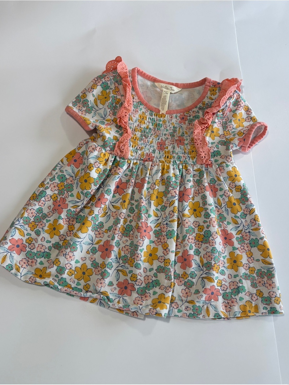 Matilda Jane Coral & Yellow Floral Smocked Dress